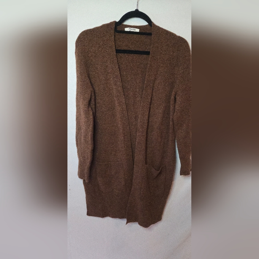 Madewell MerinoWool Alpaca Brown Open Front Cardigan Knee Length Sweater Size XS